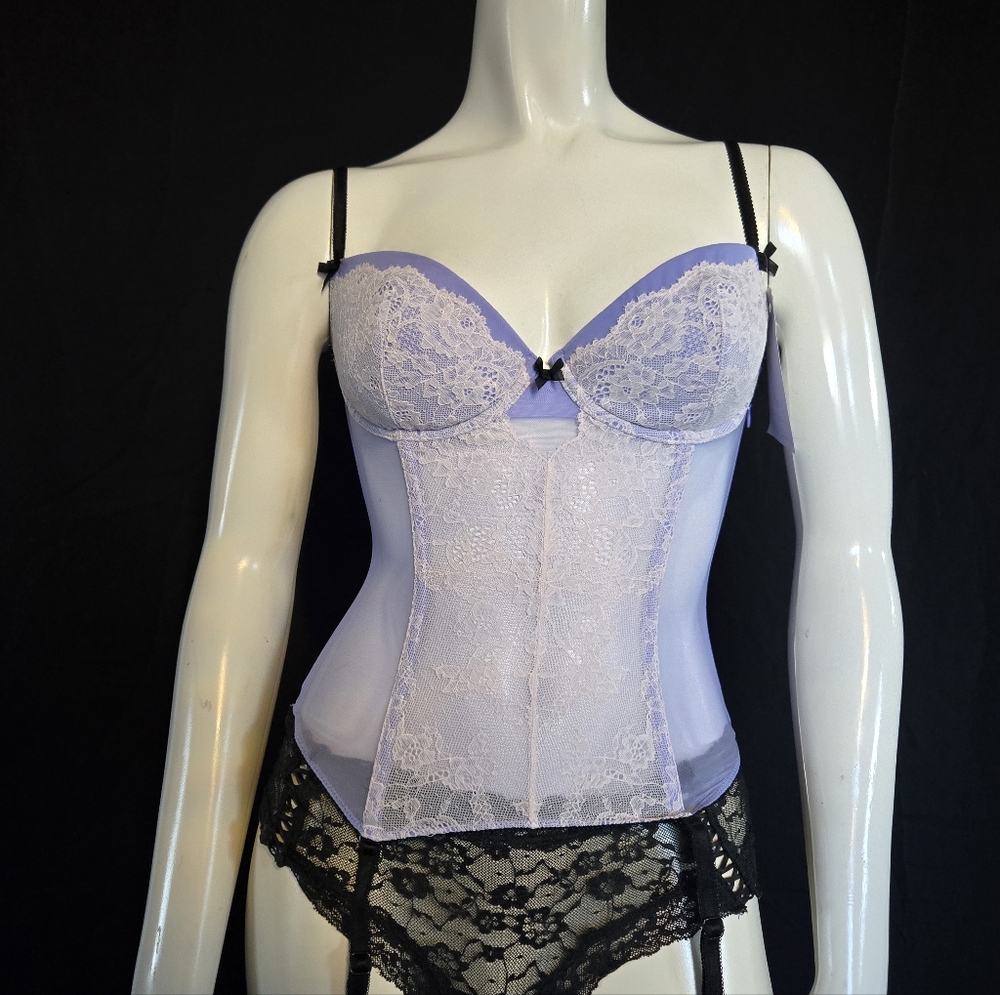 Victoria's Secret Lavender Lace Longline Bustier Bra - 32D